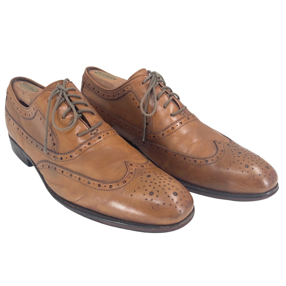 Johnston Murphy Tyndall Wingtip Oxford Tan Leather Brogue 20-3152 Mens 9.5 M